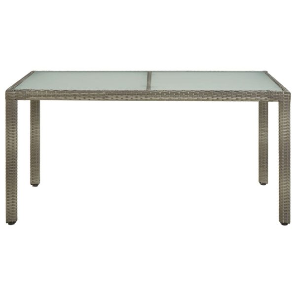 Mesa de jardim 150x90x75 cm vidro temperado e vime PE cinzento - Image 2