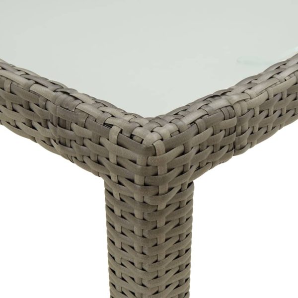 Mesa de jardim 150x90x75 cm vidro temperado e vime PE cinzento - Image 4