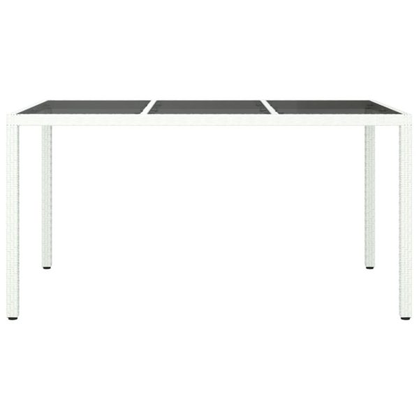 Mesa de jardim 150x90x75 cm vidro temperado e vime PE branco - Image 3