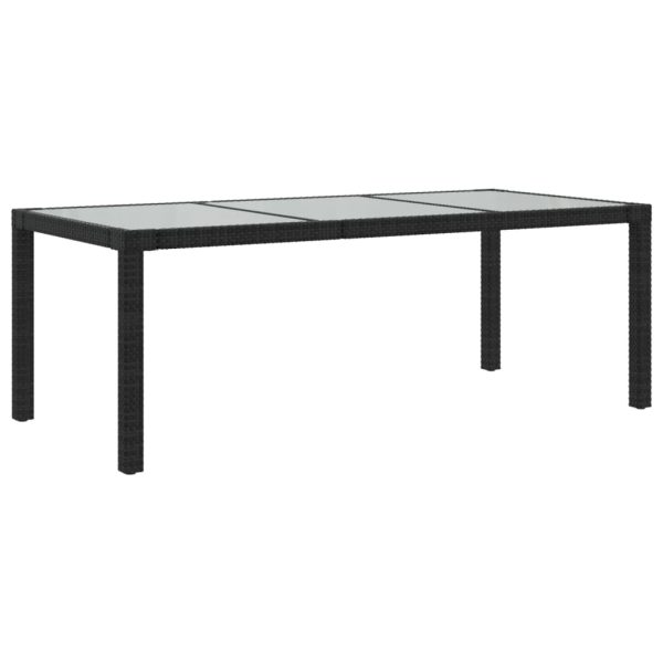 Mesa de jardim 190x90x75 cm vidro temperado e vime PE preto - Image 2