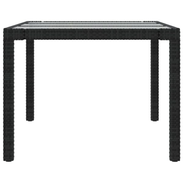 Mesa de jardim 190x90x75 cm vidro temperado e vime PE preto - Image 4