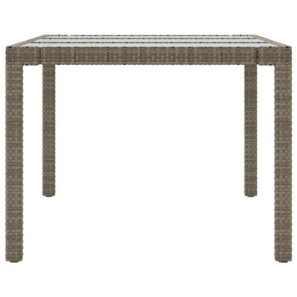 Mesa de jardim 190x90x75 cm vidro temperado e vime PE cinzento - Image 4