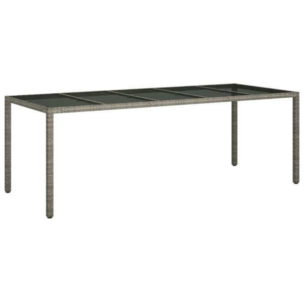 Mesa de jardim 250x100x75 cm vidro temperado e vime PE cinzento - Image 2