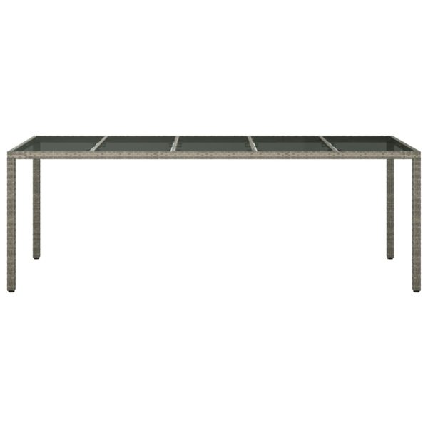 Mesa de jardim 250x100x75 cm vidro temperado e vime PE cinzento - Image 3