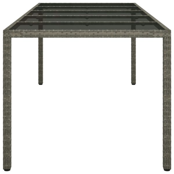 Mesa de jardim 250x100x75 cm vidro temperado e vime PE cinzento - Image 4