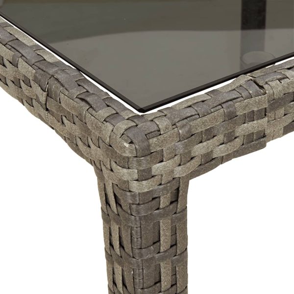 Mesa de jardim 250x100x75 cm vidro temperado e vime PE cinzento - Image 5