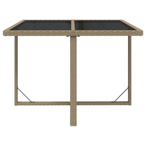 Mesa de jardim 109x107x74 cm vime PE e vidro bege - Image 3