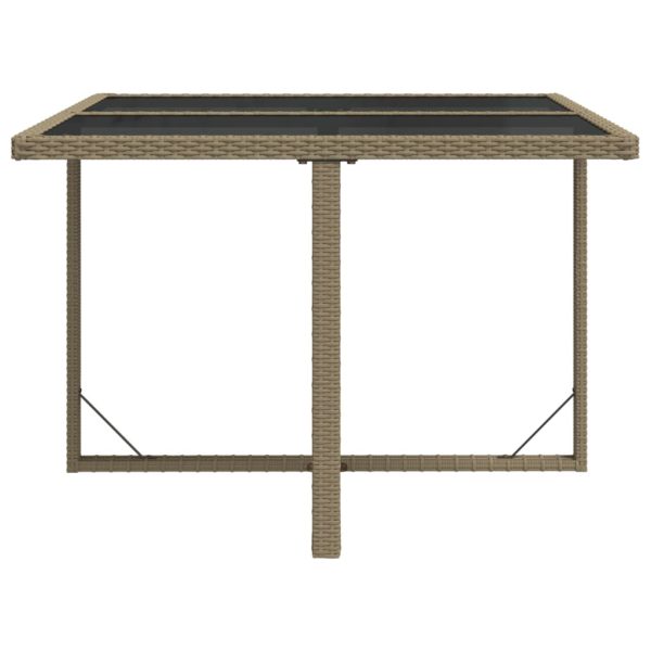 Mesa de jardim 109x107x74 cm vime PE e vidro bege - Image 4