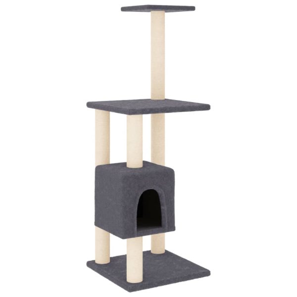 Árvore p/ gatos c/ postes arranhadores sisal 104cm cinza-escuro - Image 2