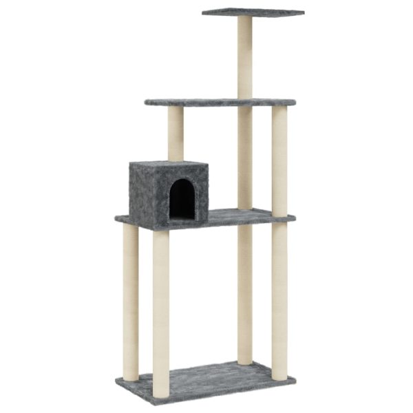 Árvore p/ gatos c/ postes arranhadores sisal 147cm cinza-escuro - Image 2