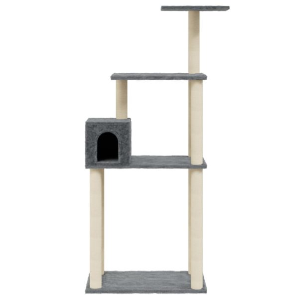 Árvore p/ gatos c/ postes arranhadores sisal 147cm cinza-escuro - Image 4