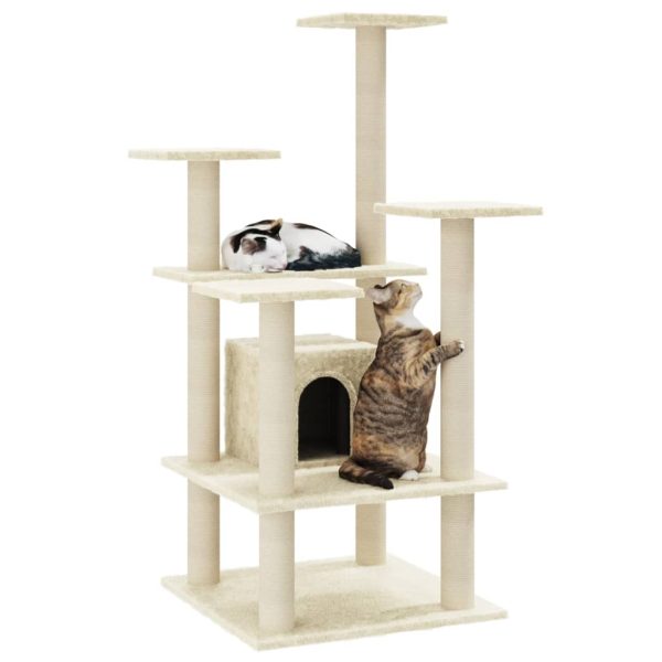 Árvore para gatos c/ postes arranhadores sisal 110 cm cor creme - Image 3