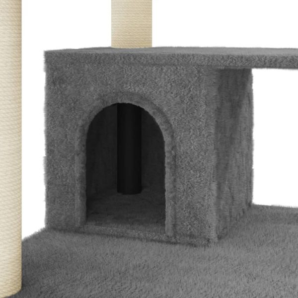 Árvore p/ gatos c/ postes arranhadores sisal 183cm cinza-escuro - Image 7