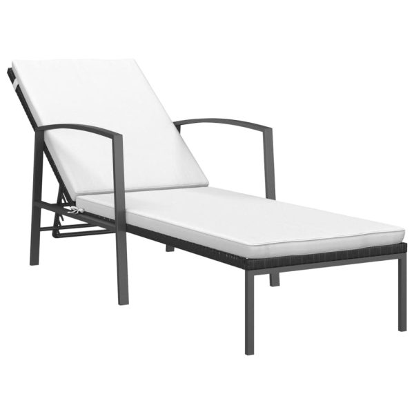 Espreguiçadeiras com mesa 2 pcs vime PE preto - Image 3