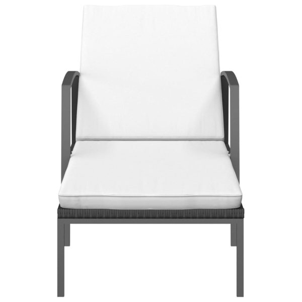 Espreguiçadeiras com mesa 2 pcs vime PE preto - Image 4