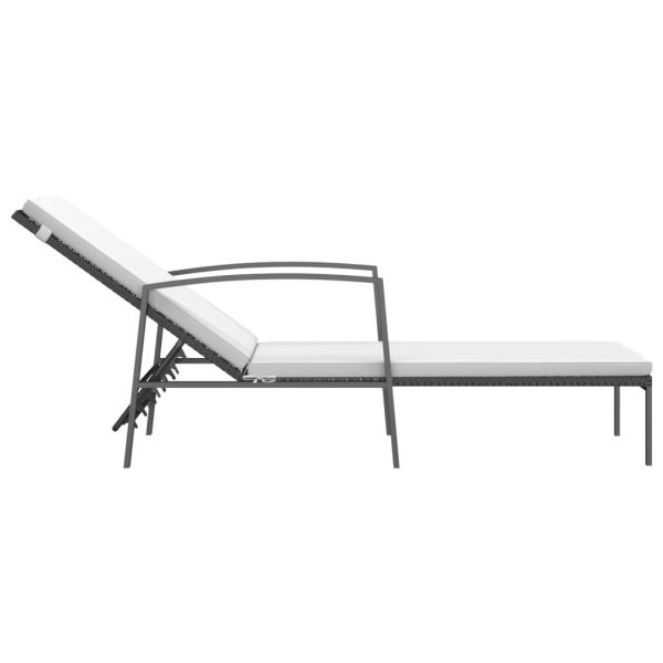 Espreguiçadeiras com mesa 2 pcs vime PE preto - Image 5