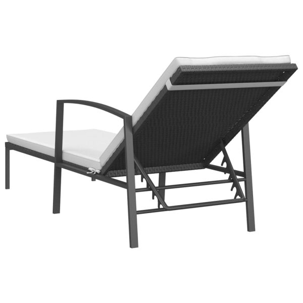 Espreguiçadeiras com mesa 2 pcs vime PE preto - Image 6