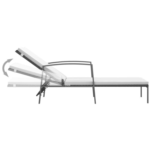 Espreguiçadeiras com mesa 2 pcs vime PE preto - Image 7