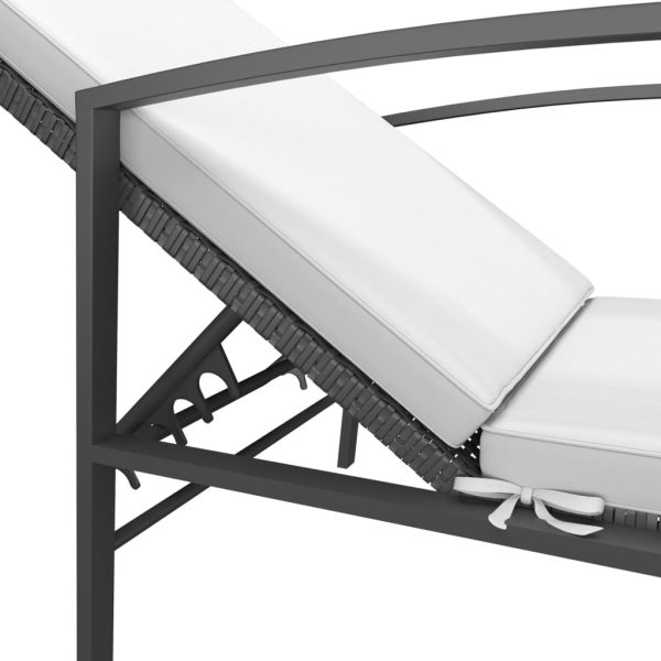 Espreguiçadeiras com mesa 2 pcs vime PE preto - Image 8