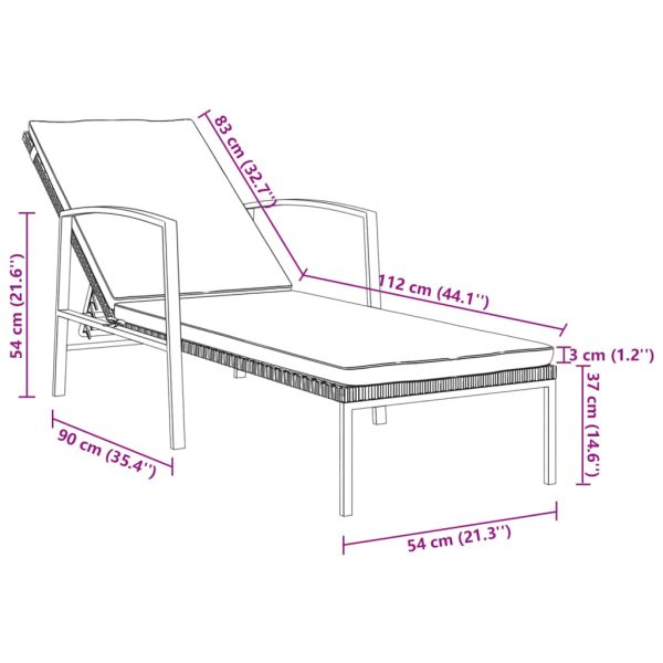 Espreguiçadeiras com mesa 2 pcs vime PE preto - Image 11