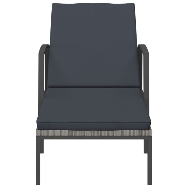 Espreguiçadeiras com mesa 2 pcs vime PE cinzento - Image 4