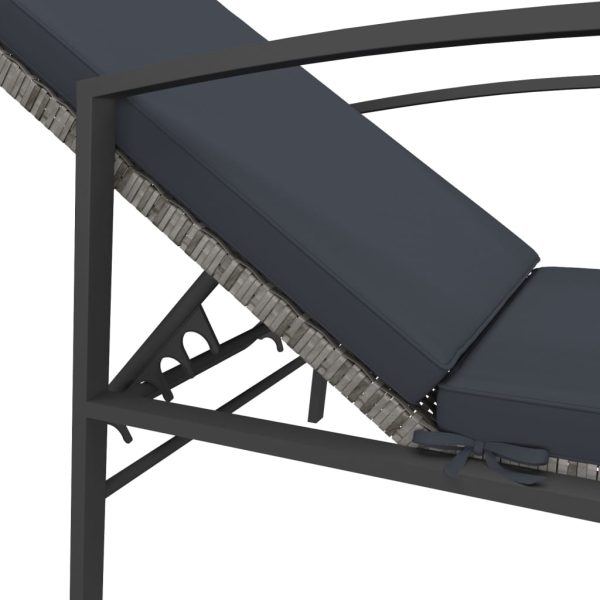 Espreguiçadeiras com mesa 2 pcs vime PE cinzento - Image 8
