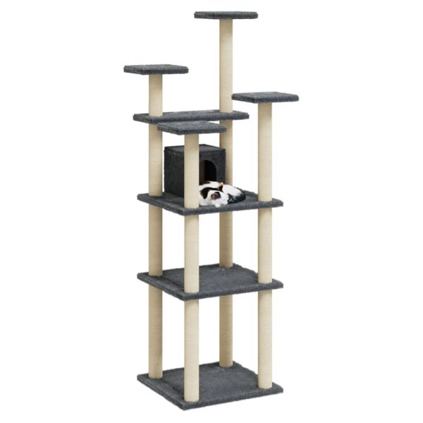 Árvore p/ gatos c/ postes arranhadores sisal 171cm cinza-escuro - Image 3