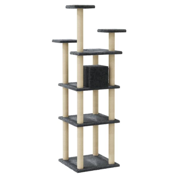 Árvore p/ gatos c/ postes arranhadores sisal 171cm cinza-escuro - Image 5