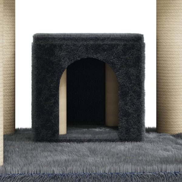 Árvore p/ gatos c/ postes arranhadores sisal 171cm cinza-escuro - Image 7
