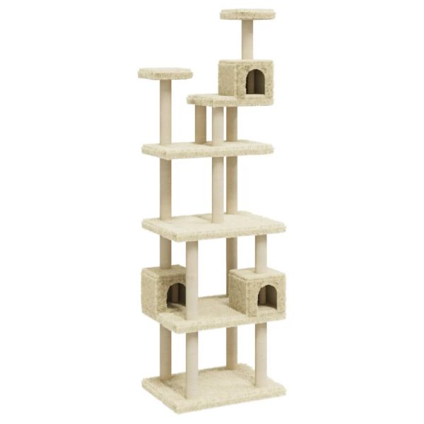 Árvore para gatos c/ postes arranhadores sisal 188 cm cor creme - Image 2