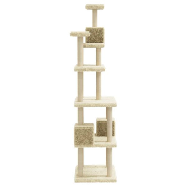 Árvore para gatos c/ postes arranhadores sisal 188 cm cor creme - Image 5
