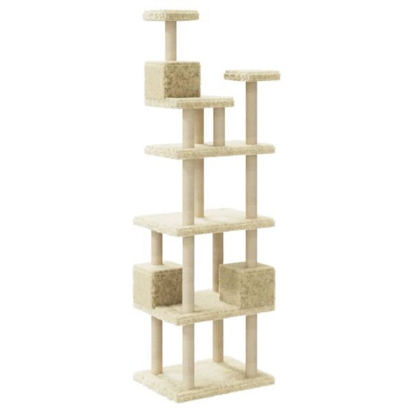 Árvore para gatos c/ postes arranhadores sisal 188 cm cor creme - Image 6