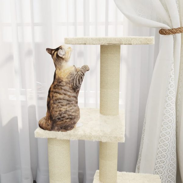 Árvore para gatos c/ postes arranhadores sisal 92 cm cor creme - Image 3