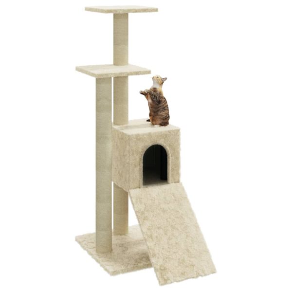 Árvore para gatos c/ postes arranhadores sisal 92 cm cor creme - Image 4