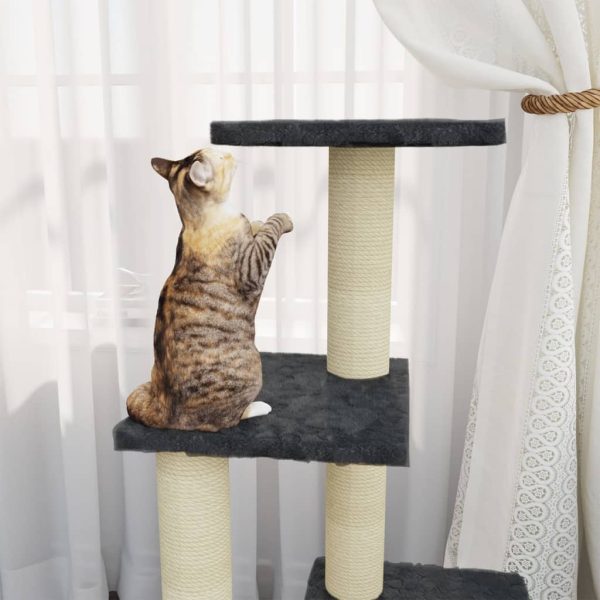 Árvore p/ gatos c/ postes arranhadores sisal 92 cm cinza-escuro - Image 3
