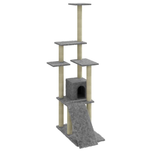 Árvore p/ gatos c/ postes arranhadores sisal 155 cm cinza-claro - Image 2
