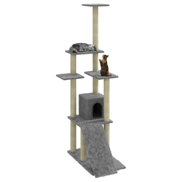 Árvore p/ gatos c/ postes arranhadores sisal 155 cm cinza-claro - Image 3