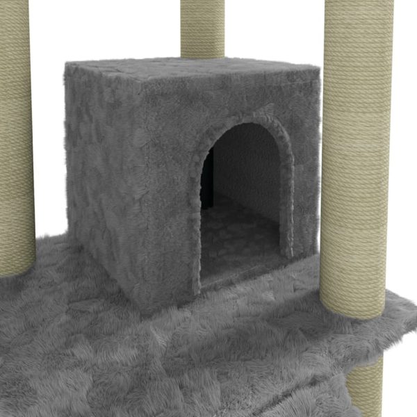 Árvore p/ gatos c/ postes arranhadores sisal 155 cm cinza-claro - Image 7