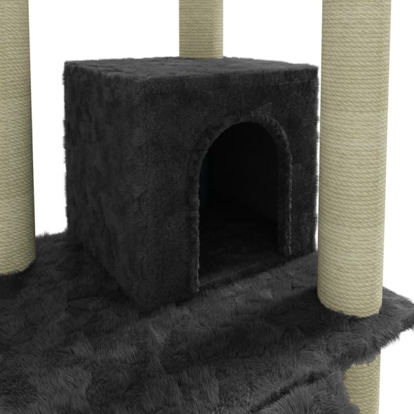 Árvore p/ gatos c/ postes arranhadores sisal 155cm cinza-escuro - Image 7
