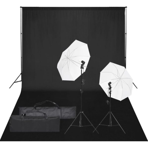 Kit de estúdio fotográfico com conjunto de iluminação e fundo