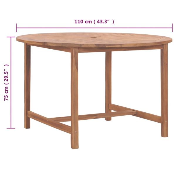 Mesa de jantar p/ jardim Ø110x75 cm madeira de teca maciça - Image 8