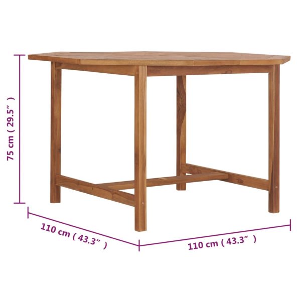 Mesa de jantar p/ jardim 110x110x75 cm madeira de teca maciça - Image 7