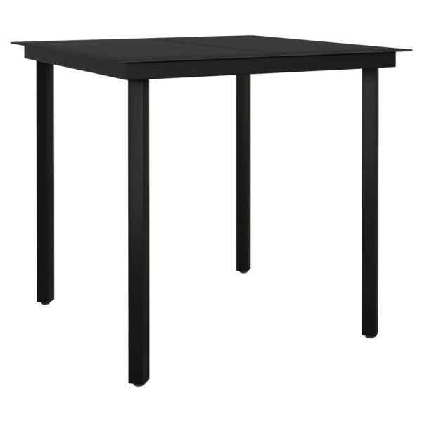 Mesa de jantar para jardim 80x80x74 cm aço e vidro preto - Image 2