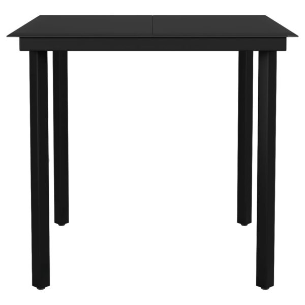 Mesa de jantar para jardim 80x80x74 cm aço e vidro preto - Image 3