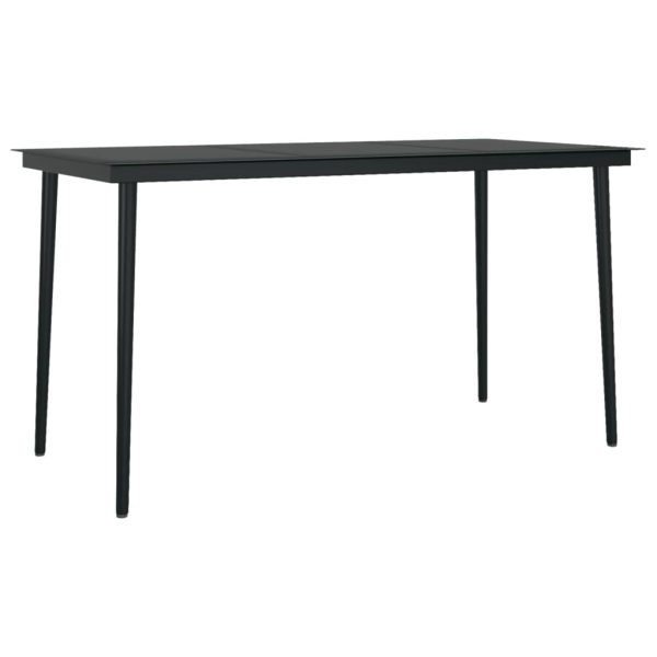 Mesa de jantar para jardim 140x70x74 cm aço e vidro preto - Image 2