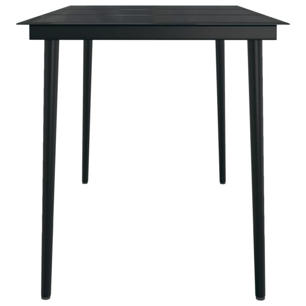 Mesa de jantar para jardim 140x70x74 cm aço e vidro preto - Image 4