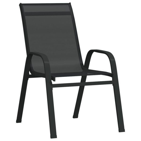 Cadeiras de jardim empilháveis 2 pcs textilene preto - Image 2