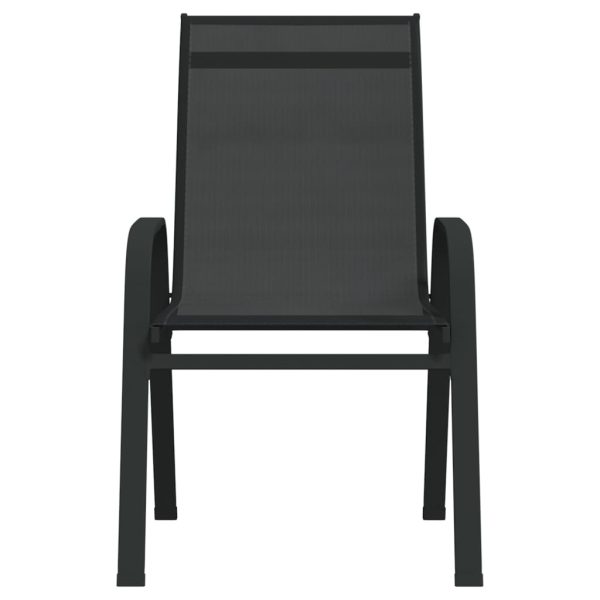 Cadeiras de jardim empilháveis 2 pcs textilene preto - Image 3