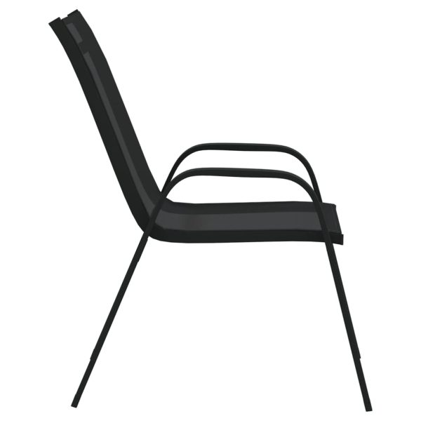 Cadeiras de jardim empilháveis 2 pcs textilene preto - Image 4