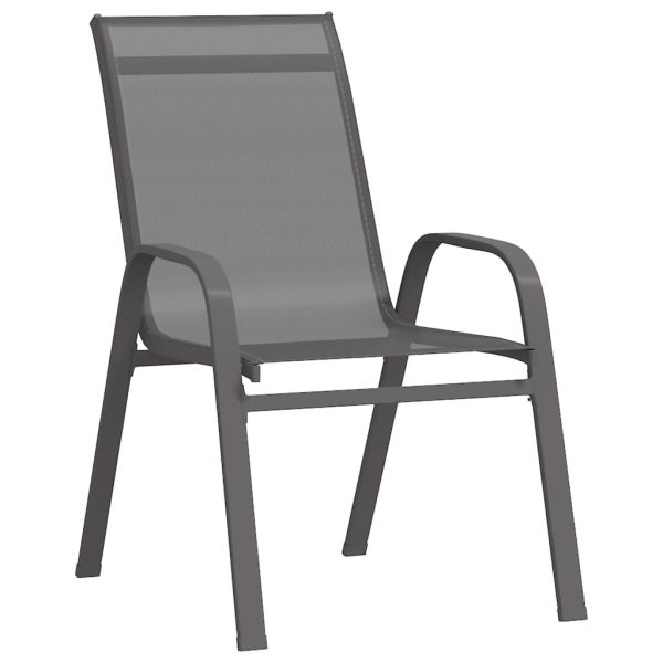 Cadeiras de jardim empilháveis 2 pcs textilene cinzento - Image 2
